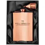 Copper Flask for Liquor for Men: 8oz Flask + Funnel + Pouch + Deluxe Gift Box...