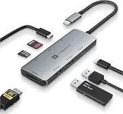 USB C Hub, RSHTECH USB C Dongle Adapter with 8K HDMI, 10Gbps USB C and 2 USB A Data Ports, 100W Power Delivery, SD/TF Card Reader, Aluminum USB 3.1/3.2 Gen 2 Hub for PC and Laptop, RSH-T02