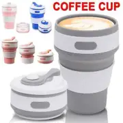 350ml Collapsible Silicone Coffee Cup Mug Reusable Travel Foldable Leak Proof AU