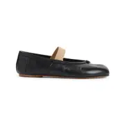 [Maison Margiela] Maison Margiela-Black Tabi Elastic Band Lamb Leather Ballerinas-Donna 40 IT