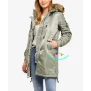 ABERCROMBIE & FITCH SHINY NYLON PARKA JACKET COAT OLIVE GREEN WOMENS SIZE S,M,L