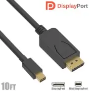 10FT Mini DisplayPort DP Male to DisplayPort Male Cable Gold PC MacBook Black