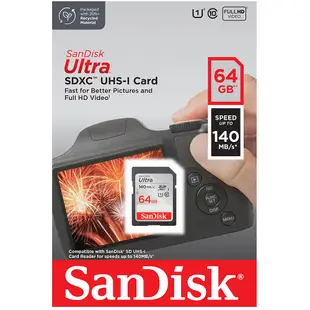 SanDisk 64GB 64G SDXC Ultra 140MB/s SD SDHC UHS C10 相機記憶卡