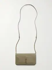 [SAINT LAURENT] SAINT LAURENT - Cassandre Strap Glossed-leather Phone Case - Light green - One size One size Green