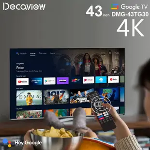 DECAVIEW 43吋 高階4K HDR10+ 廣色域 Google TV認證 聲控AI智慧聯網液晶電視(無邊框設計)