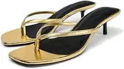 [Proptmina] Women's Miami Kitten Heels Sandals Square Open Toe Thong Sandal Flip Flop Heels +Memory Foam Heeled Sandals for Women