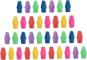 TOGEVAL Erasers Toppers 50pcs Pencil Eraser Caps Material Scratch Drop Proof Simple Elegant Design School Stationery Supplies