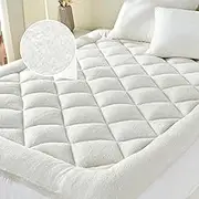 Mattress Topper King for Back Pain Thick Mattress Pad Cover Protector Sherpa Plush Pillow Top Down Alternative Fill Mattress Cover with 8-22 Inch Deep Pocket