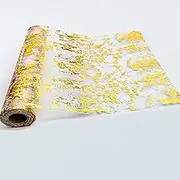 590"x11" Gold Table Runner, Extra Long Gold Runner Sequin Metallic Gold Mesh Table Runner Roll , Gold Table Decorations for Event Party, Wedding, Birthday , Christmas,Table Centerpieces - 1pc (49ft)