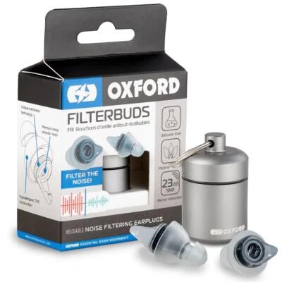 Oxford FilterBuds Motorcycle Bike Ear Plugs Hypoallergenic White Pack of 2 Small