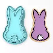 Bunny with Tail Cookie Cutter & Stamp | Rabbit Easter Egg Bunnies Pet Animal