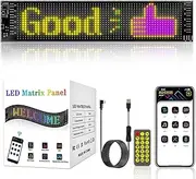 YEKUYEKU Flexible LED Scoreboard, USB RGB LED Scrolling Display Programmable, Bluetooth Control Text Pattern Graffiti Animation Sign, for Car, Shop, Bar, Party, Advertising Board (9 x 37 cm)