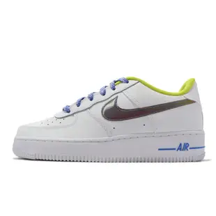 Nike 休閒鞋 Air Force 1 LV8 GS 女鞋 經典款 皮革 logo珠光設計 大童 穿搭 白彩 DQ7767100