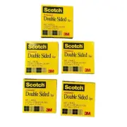 Scotch 665 Permanent Double Sided Tape, 1/2 in x 1296" 36YD 5 Rolls