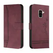Closure Case with Flip Wallet Stand Function Cover for Samsung Galaxy A8 Plus - Red