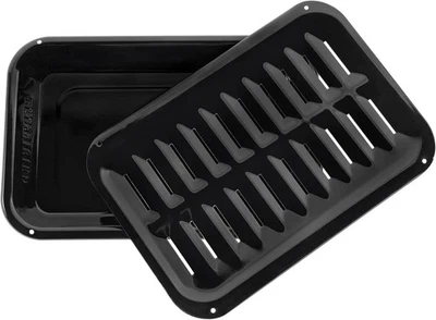 SPL50008 Small 2-Piece Broiler Pan & Grill Set Porcelain-on-Steel 13"x8-3/4"x...
