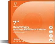 HumminGuru Vinyl Record Inner Sleeve 7 Inch, Acid Free & Anti Static Vinyl Sleeves, 1.5Mil HDPE Inner Record Sleeves, Round Bottom Record Sleeves for Album Covers 50 Pack (7“ Inner Sleeves)