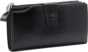 [SKUZA] Wallet,Card Bag,Women Leather Wallets Female Zipper Purses Big Capacity Woman Purse Ladies Long Hasp Wallet Clutch Coin Card Holders (Brown) (Color : Black)