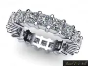 Genuine 3.40Ct Princess Diamond Shared Eternity Band Solid 10k White Gold GH I1