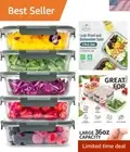 Versatile Gray Glass Meal Prep Containers - 5 Pack, Dishwasher Safe & BPA Free