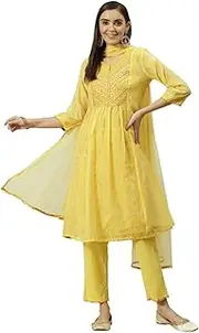 [BIBA] Kalidar Women's Solid Polyester Suit Set