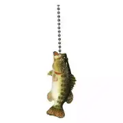 Large Mouth Bass CEILING FAN PULL Chain Lamp Light Cabin Lodge Fishing DECOR