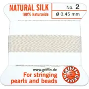 Griffin Silk Beading Bead Cord & Needle White Size 2