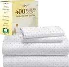 Polka Dot Sheets - Softest 100% Cotton Sheets for Twin Size Bed, Luxury 400 Thre