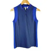 Adidas Sleeveless Color Block Golf Polo Stretch Lucid Blue Size Small