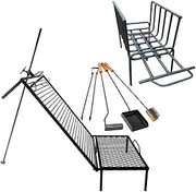 Premium Argentine Grill - BBQ Parrilla Asador- Grill with built-in stake + Brazier + kit fire tools. (40 x 20 inches)