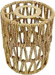 Boho Rattan Lamp Shade, 11.5x15cm Small Lamp Shades Replacement, Pendant Sconce Shade Ceiling Fan Light Covers Cylinder Woven Lampshade for Pendant Light