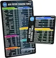Magnetic Air Fryer Cheat Sheet Set - Accessories Cookbook With Time Chart and Cooking Guide - Strong Magnet Quick Reference for Frying (Black)