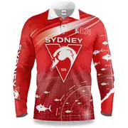 AFL Long Sleeve Fishfinder Fishing Polo Tee Shirt - Sydney Swans - Adult