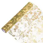 15 Feet Table Runner, Sequin Gold Foil Thin Mesh Table Decor, Army Green Gold