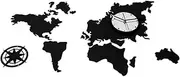 BATHVEVE World Map Wall Clock Decor Decoration Travel Decor Home for Map Clock Wall Retro Large World Modern Decoration Quartz Black