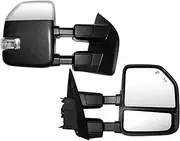 Towing Mirrors fit for Ford F250 F350 F450 F550 Super Duty Pickup Truck 2017 2018 2019 2020 With Power Heated Turn Signal Light Power Heated Chrome Cap