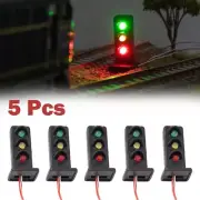 5x/set Model Train Signals 3 Lights OO / HO Scale Railroad LED Signal Lamp 27mm