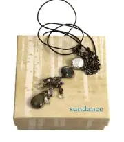 VINTAGE SUNDANCE STERLING COIN PEARL & LABRADORITE NECKLACE