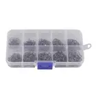 500 Pcs/Pack Fish Hooks 10 Sizes Fishing Black Silver Sharpened With Box Tools