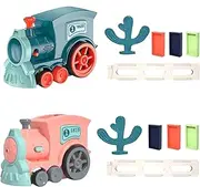 Automatic Train Set, Domino Train Toy, Train Blocks Set with Music and Lighting, Colorful Lights, Strong and Safe Material, 10cm, 60 Blocks, for Children 3-12 Years Old