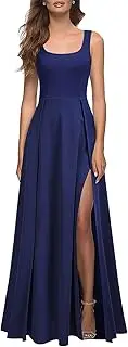 [MUSHARE] Women's Square Neck Sexy Split Cocktail Party Maxi Long Formal Dress