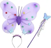 DEARMAMY Butterfly Headband Wing Fairy Costume Light up Costume Set No Battery Fairy Props for Girls