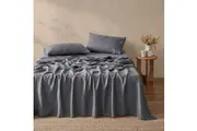 Natural Home Vintage Washed Hemp Linen Sheet Set Charcoal (Queen,King,Super King)