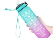 Tritan Sports Motivational Drinking Water Bottle With Time Marker 32 Oz BPA Free