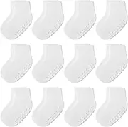 [JAKIDAR] 12-Pair Baby Socks Non-Slip Cotton Toddler Socks Ankle Socks for Baby Toddler Kids