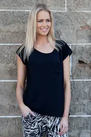 Contrast Panel Drop Shoulder Top--PING-365318