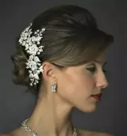 Antique Vintage Rhodium Silver Floral Vine Bridal Hair Comb Wedding Accessory