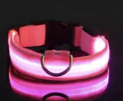 LED Adjustable Dog Collar Blinking Flashing Light Up Glow Pets. Neon Pink Size M