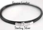 New Choker Genuine Sterling Silver Unisex Leather Cord Necklace 3N-310
