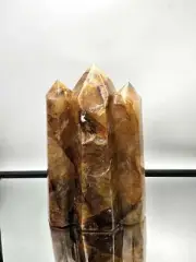 Very Large Golden Healer Quartz Crystal Tripple Prism / Tower Carving